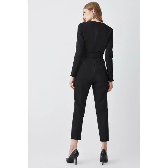 Flash Sale 💯 KarenMillen Compact Stretch Button Detail Shoulder Slim Leg Jumpsuit For Female 🛒 3 Flash Sale 💯 KarenMillen Compact Stretch Button Detail Shoulder Slim Leg Jumpsuit For Female 🛒 - Image 3