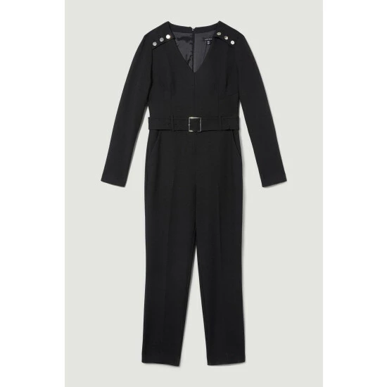 Flash Sale 💯 KarenMillen Compact Stretch Button Detail Shoulder Slim Leg Jumpsuit For Female 🛒 4 Flash Sale 💯 KarenMillen Compact Stretch Button Detail Shoulder Slim Leg Jumpsuit For Female 🛒 - Image 4