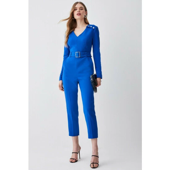 Flash Sale 💯 KarenMillen Compact Stretch Button Detail Shoulder Slim Leg Jumpsuit For Female 🛒 6 Flash Sale 💯 KarenMillen Compact Stretch Button Detail Shoulder Slim Leg Jumpsuit For Female 🛒 - Image 6