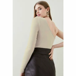 New ✔️ KarenMillen Premium Wool Blend One Shoulder Jersey Bodysuit For Female 👏 -Karen Millen Sales unnamed file 5031