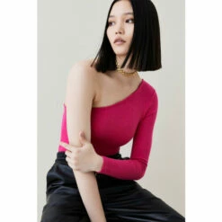 New ✔️ KarenMillen Premium Wool Blend One Shoulder Jersey Bodysuit For Female 👏 -Karen Millen Sales unnamed file 5034