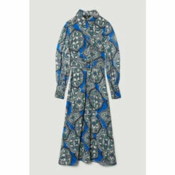 Promo ✔️ KarenMillen Tile Print Georgette Pleated Woven 👕 Shirt 👗 Dress For Female 😉 -Karen Millen Sales unnamed file 5038