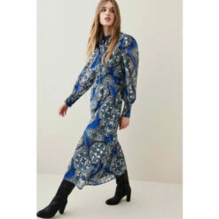 Promo ✔️ KarenMillen Tile Print Georgette Pleated Woven 👕 Shirt 👗 Dress For Female 😉 -Karen Millen Sales unnamed file 5040