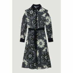 Best deal 🔔 KarenMillen Mono Scarf Belted Woven Midi 👚 Shirt 👗 Dress For Female ✨ -Karen Millen Sales unnamed file 5044