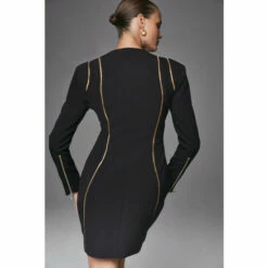 Buy 🔔 KarenMillen Gold Trim Zip Front Mini 👗 Dress For Female ✔️ -Karen Millen Sales unnamed file 5048