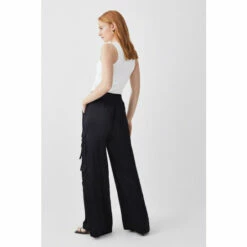 Cheap 👍 KarenMillen High Waisted Wide Leg Satin Cargo Trouser For Female 😀 -Karen Millen Sales unnamed file 5053