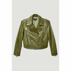 Brand new 🤩 KarenMillen Leather Strong Shoulder Biker Jacket For Female 🎁 -Karen Millen Sales unnamed file 5067