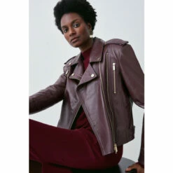Brand new 🤩 KarenMillen Leather Strong Shoulder Biker Jacket For Female 🎁 -Karen Millen Sales unnamed file 5071