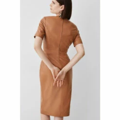 Best deal 🛒 KarenMillen Leather Short Sleeve Snaffle Trim Pencil Midi 👗 Dress For Female ✔️ -Karen Millen Sales unnamed file 5074