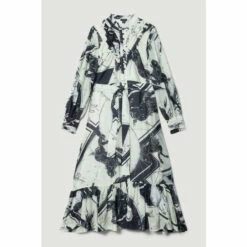 Outlet 🌟 KarenMillen British Museum Silk Cotton Star Mapped Woven Maxi 👗 Dress For Female 👏 -Karen Millen Sales unnamed file 5088