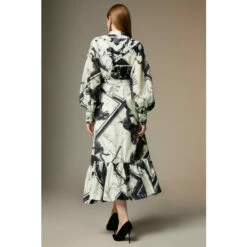 Outlet 🌟 KarenMillen British Museum Silk Cotton Star Mapped Woven Maxi 👗 Dress For Female 👏 -Karen Millen Sales unnamed file 5089
