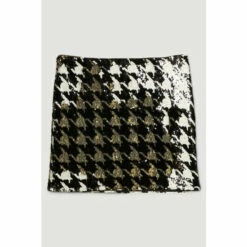 Wholesale ✔️ KarenMillen Houndstooth Sequin Mini 👗 Skirt For Female 🔥 -Karen Millen Sales unnamed file 5105