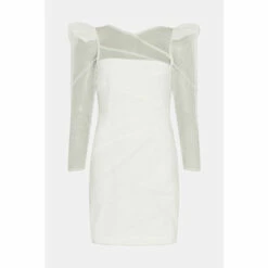 Promo 😀 KarenMillen Mixed Mesh Spot Tulle Mini 👗 Dress For Female ⭐ -Karen Millen Sales unnamed file 5117