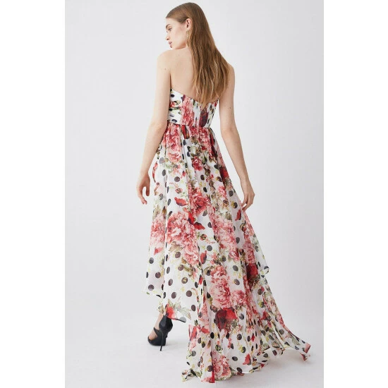 Cheapest 🔔 KarenMillen Spot Floral Chiffon Drama Hem Mini 👗 Dress For Female 😀 3 Cheapest 🔔 KarenMillen Spot Floral Chiffon Drama Hem Mini 👗 Dress For Female 😀 - Image 3