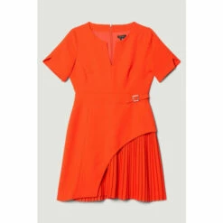 Coupon 😍 KarenMillen Tall Tailored Military Pleat Short Sleeve Mini 👗 Dress For Female 🔔 -Karen Millen Sales unnamed file 5138