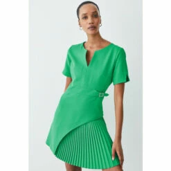 Coupon 😍 KarenMillen Tall Tailored Military Pleat Short Sleeve Mini 👗 Dress For Female 🔔 -Karen Millen Sales unnamed file 5141