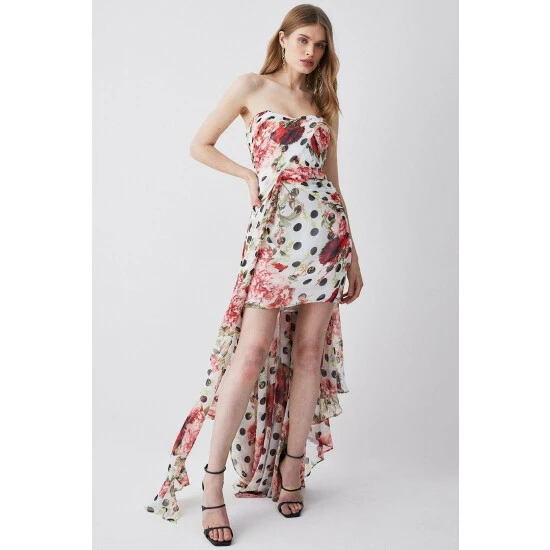 Cheapest 🔔 KarenMillen Spot Floral Chiffon Drama Hem Mini 👗 Dress For Female 😀 6 Cheapest 🔔 KarenMillen Spot Floral Chiffon Drama Hem Mini 👗 Dress For Female 😀 - Image 6