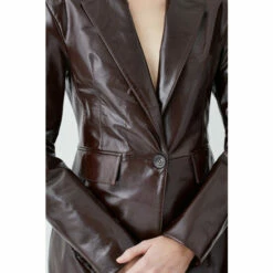 Best Sale ⌛ KarenMillen Patent Leather Strong Shoulder Tailored Blazer For Female 🔔 -Karen Millen Sales unnamed file 5153