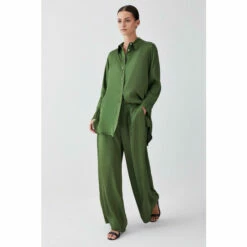 Best deal 👏 KarenMillen Petite Satin Viscose Wide Leg Woven Trousers For Female 😉