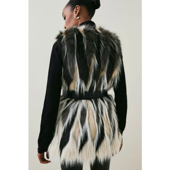 Flash Sale 👍 KarenMillen Jacquard Faux Fur Pu Belted Gilet For Female ⭐ 5 Flash Sale 👍 KarenMillen Jacquard Faux Fur Pu Belted Gilet For Female ⭐ - Image 5