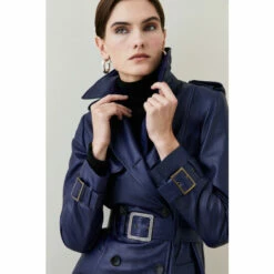 Best Pirce ✔️ KarenMillen Leather Trench Belted Mac 🧥 Coat For Female 👍 -Karen Millen Sales unnamed file 5202