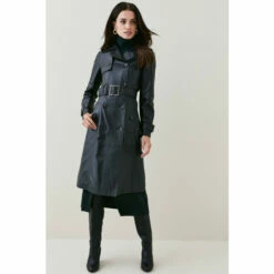 Best Pirce ✔️ KarenMillen Leather Trench Belted Mac 🧥 Coat For Female 👍 -Karen Millen Sales unnamed file 5206