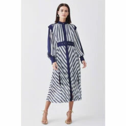 Cheap 😍 KarenMillen Petite Military Stripe Woven Midi 👗 Dress For Female ⌛ -Karen Millen Sales unnamed file 5213