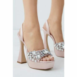 Best deal ✨ KarenMillen Satin Gemstone Slingback Extreme Platform For Female 👍