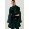 Hot Sale ❤️ KarenMillen Italian Wool Shearling Mix Belted Cape For Female 🔔