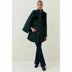 Hot Sale ❤️ KarenMillen Italian Wool Shearling Mix Belted Cape For Female 🔔 -Karen Millen Sales unnamed file 5223