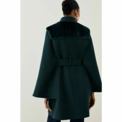 Hot Sale ❤️ KarenMillen Italian Wool Shearling Mix Belted Cape For Female 🔔 -Karen Millen Sales unnamed file 5225
