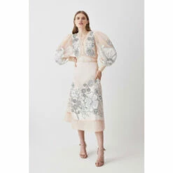 Cheapest ⌛ KarenMillen Applique Organdie Woven Maxi 👗 Dress For Female 🤩 -Karen Millen Sales unnamed file 5233