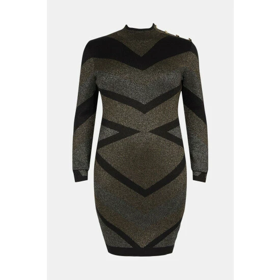 Hot Sale ๐ฏ KarenMillen Plus Size Sparkle Military Abstract Knit ๐ Dress For Female ๐ฅ 4 Hot Sale ๐ฏ KarenMillen Plus Size Sparkle Military Abstract Knit ๐ Dress For Female ๐ฅ - Image 4