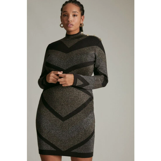 Hot Sale ๐ฏ KarenMillen Plus Size Sparkle Military Abstract Knit ๐ Dress For Female ๐ฅ 5 Hot Sale ๐ฏ KarenMillen Plus Size Sparkle Military Abstract Knit ๐ Dress For Female ๐ฅ - Image 5