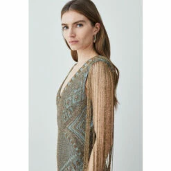 Brand new 👍 KarenMillen Beaded Fringed Woven Maxi 👗 Dress For Female 🤩 -Karen Millen Sales unnamed file 5244