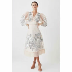 Cheap 🔔 KarenMillen Petite Applique Organdie Woven Maxi 👗 Dress For Female 🤩 -Karen Millen Sales unnamed file 5253