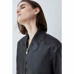 Top 10 ✔️ KarenMillen Washed Leather Zip Back Bomber Jacket For Female 🎉 -Karen Millen Sales unnamed file 5259