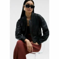 Top 10 ✔️ KarenMillen Washed Leather Zip Back Bomber Jacket For Female 🎉 -Karen Millen Sales unnamed file 5260