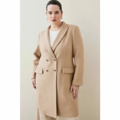 Outlet 🔥 KarenMillen Plus Size Italian Wool Double Breasted Tailored 🧥 Coat For Female ✨ -Karen Millen Sales unnamed file 5271