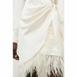 Promo 🎁 KarenMillen Satin Back Crepe Feather Hem 👕 Shirt Mini 👗 Dress For Female 😍 -Karen Millen Sales unnamed file 5285