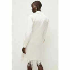 Promo 🎁 KarenMillen Satin Back Crepe Feather Hem 👕 Shirt Mini 👗 Dress For Female 😍 -Karen Millen Sales unnamed file 5287