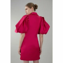 Cheapest 😍 KarenMillen Italian Structured Satin Statement Sleeve Double Breasted Mini 👗 Dress For Female ✔️ -Karen Millen Sales unnamed file 5303