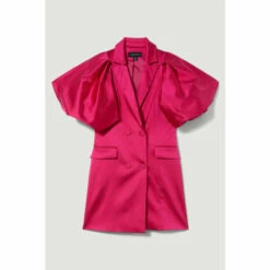 Cheapest 😍 KarenMillen Italian Structured Satin Statement Sleeve Double Breasted Mini 👗 Dress For Female ✔️ -Karen Millen Sales unnamed file 5304