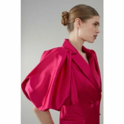 Cheapest 😍 KarenMillen Italian Structured Satin Statement Sleeve Double Breasted Mini 👗 Dress For Female ✔️ -Karen Millen Sales unnamed file 5305