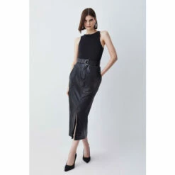 Best deal 🤩 KarenMillen Leather Belted Maxi 👗 Skirt For Female ⭐ -Karen Millen Sales unnamed file 5346