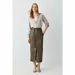 Best deal 🤩 KarenMillen Leather Belted Maxi 👗 Skirt For Female ⭐ -Karen Millen Sales unnamed file 5347