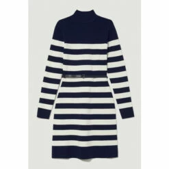 Discount 🎁 KarenMillen Tall Stripe Rib Knit Belted Mini 👗 Dress For Female 💯 -Karen Millen Sales unnamed file 538