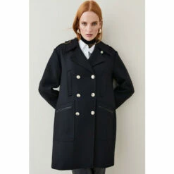 Cheap โ KarenMillen Italian Virgin Wool Double Breasted Pea ๐งฅ Coat For Female ๐