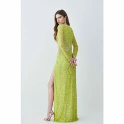 Deals 🔔 KarenMillen Crystal Embellished Draped Front Maxi 👗 Dress For Female 🛒 -Karen Millen Sales unnamed file 5396