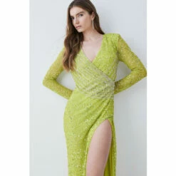 Deals 🔔 KarenMillen Crystal Embellished Draped Front Maxi 👗 Dress For Female 🛒 -Karen Millen Sales unnamed file 5399